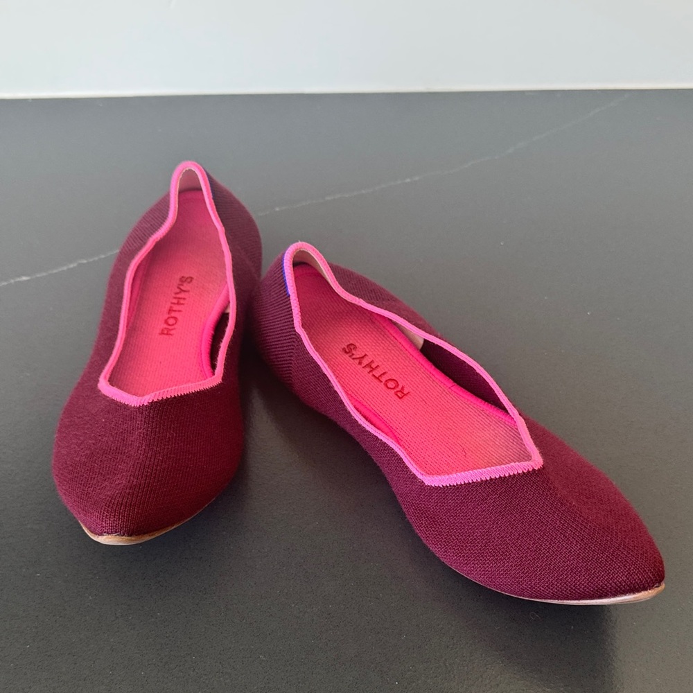 Rothy's Women's Maroon and Pink Flats